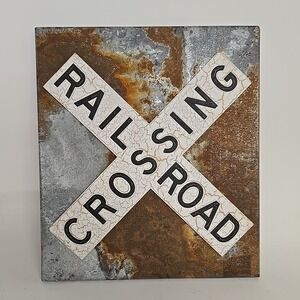 Rail Road Crossing‎ Sign 17.5" X 15" Metal Rustic Decor